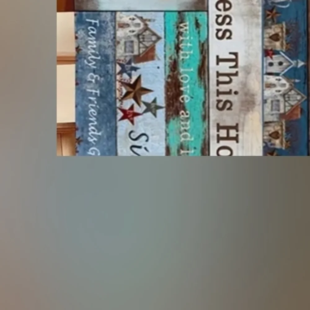 Vintage Wooden Barn Star Table Runner with Blessing‎ Slogan. 13x72. New NWT. - Picture 6 of 7